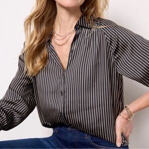 Evereve Black and White Monica Striped Button Down Shirt